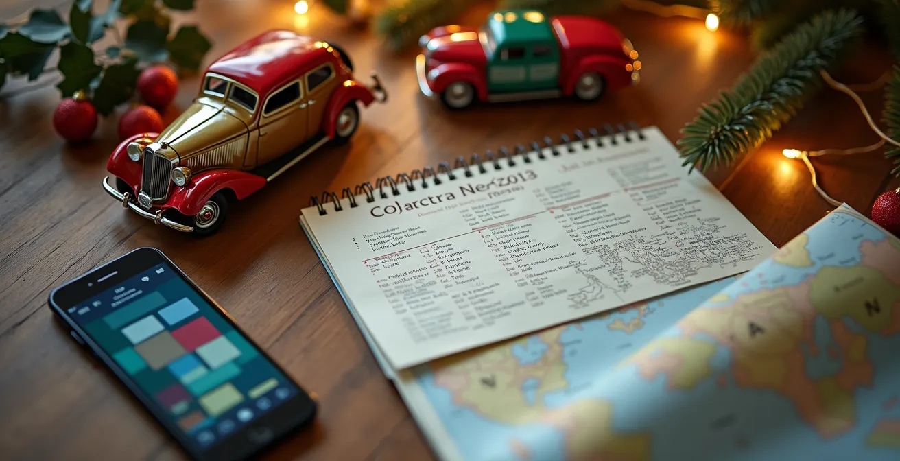 Strategic planning for Christmas car rentals in London showing booking timeline
