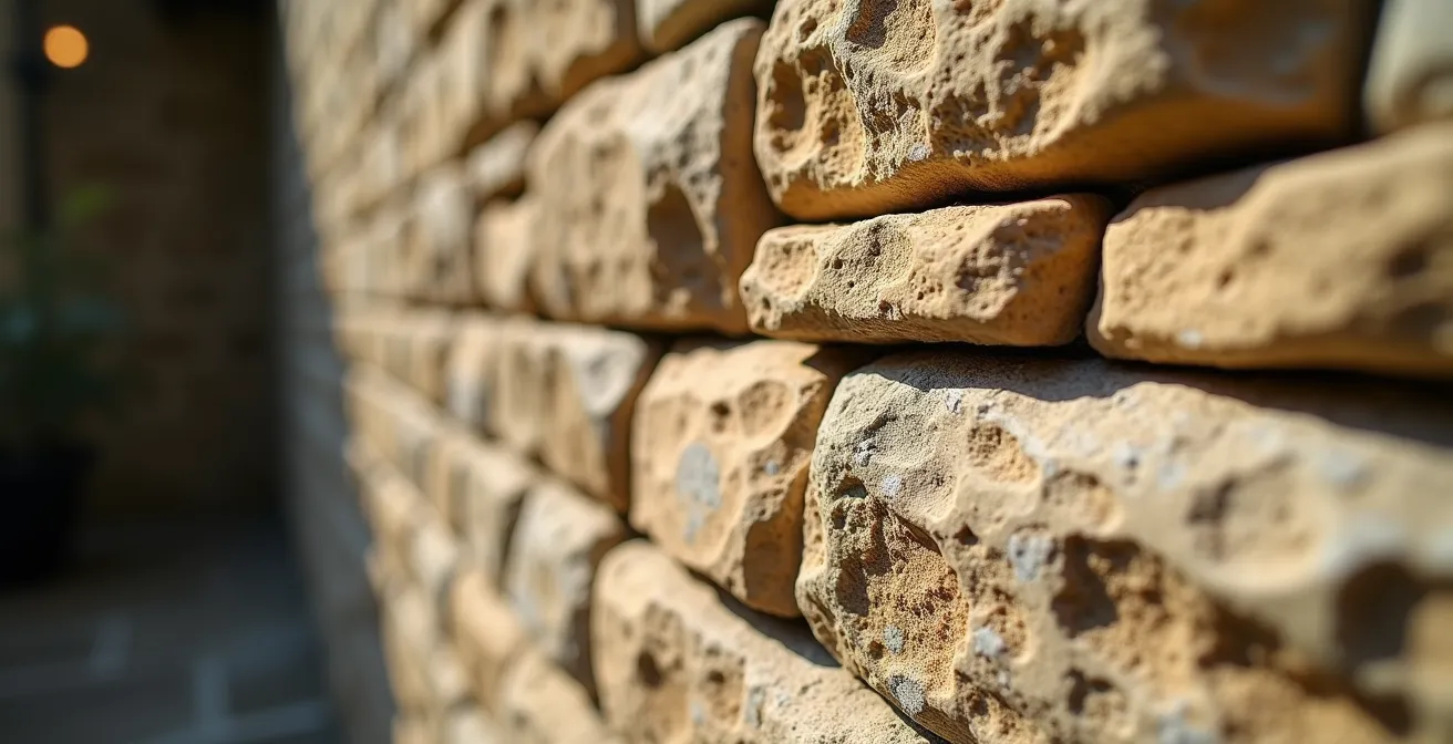 Cross-section view of thick stone cottage walls blocking mobile signals