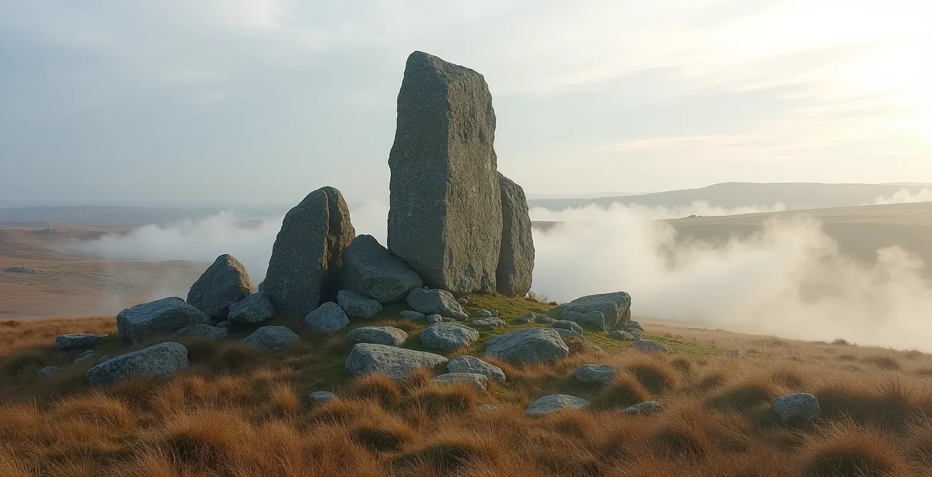 Historic granite tor on Dartmoor moorland representing centuries of public access