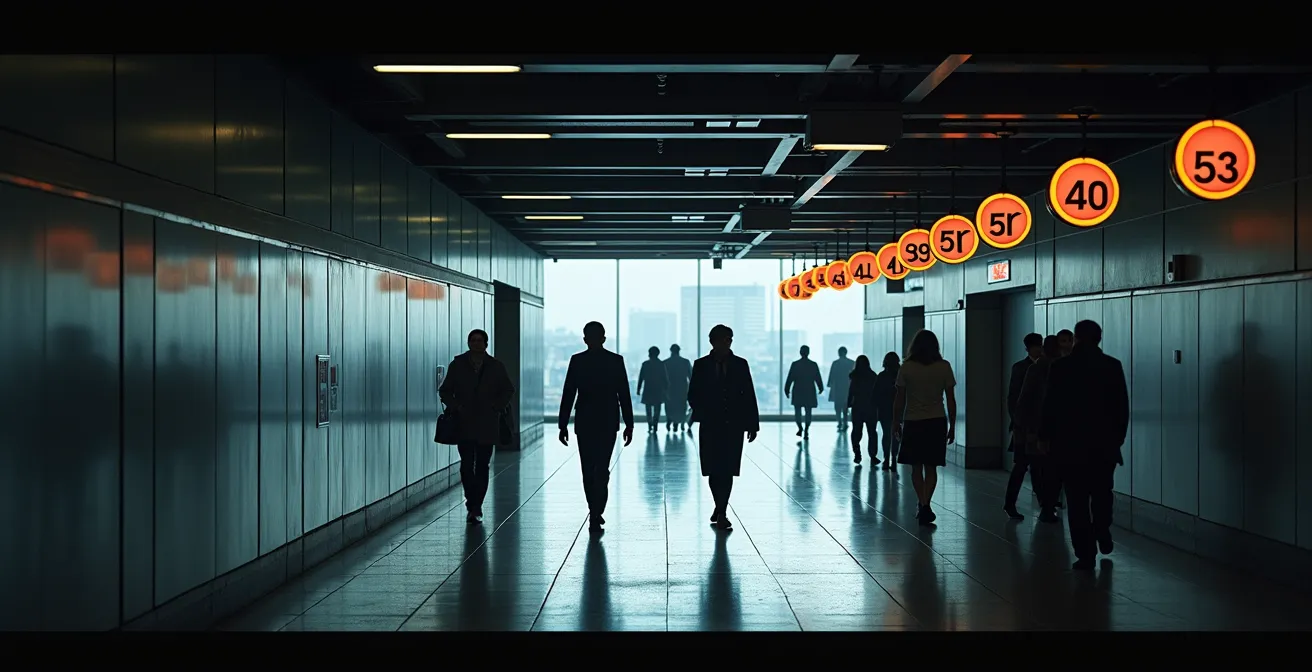 Complex multi-level view of Shinjuku station showing different exit paths