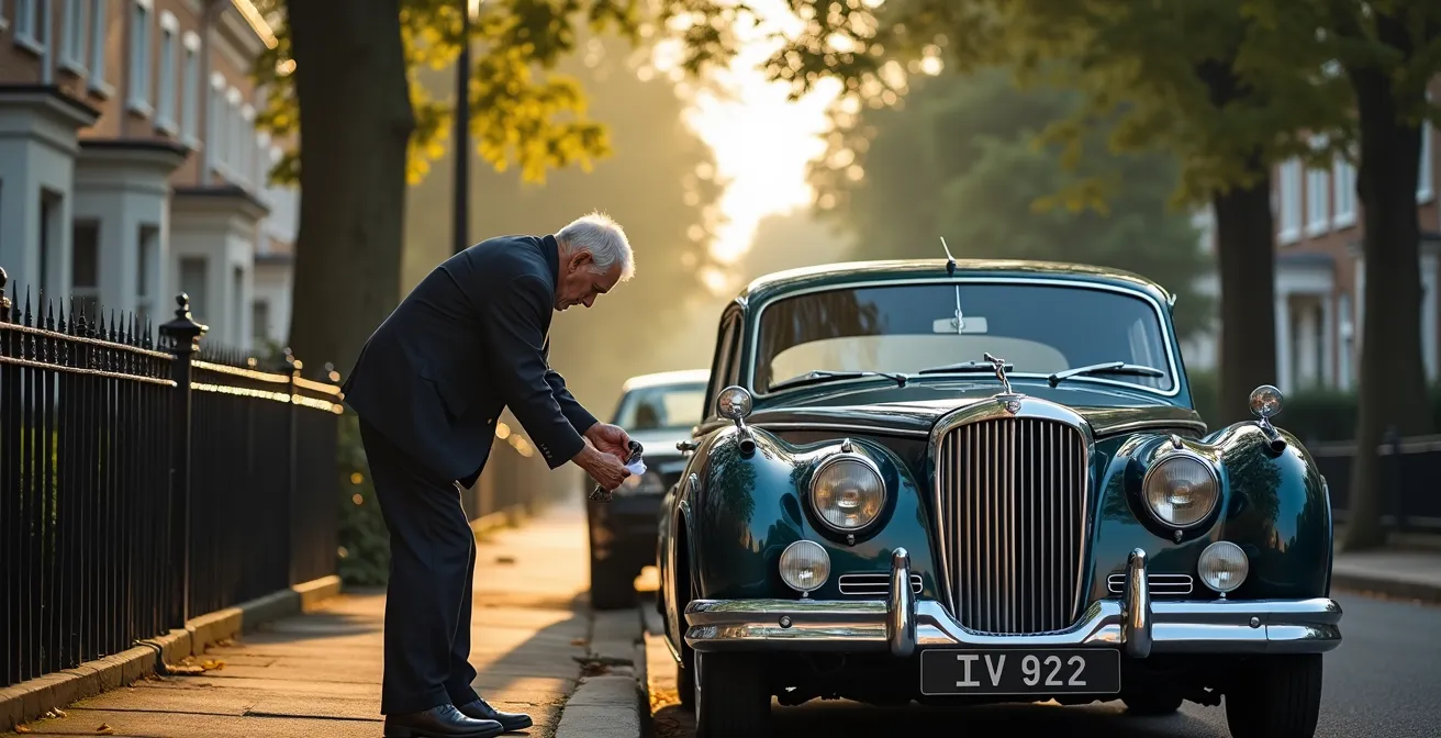 Classic vintage car over 40 years old parked on a London street